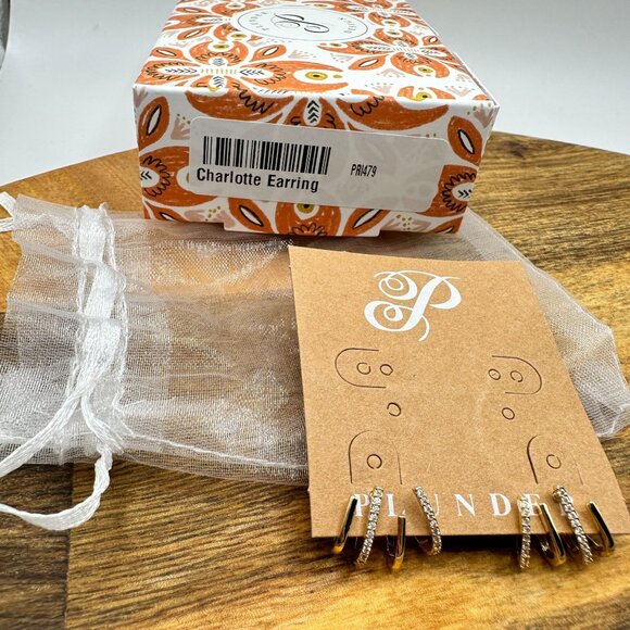 Plunder Design Jewelry Charlotte Gold Crystal Multi Earring Illusion Huggie CZ - Picture 6 of 6